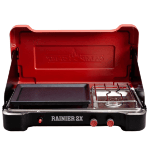 Camp Chef Mountain Series Rainier 2x Two-Burner Cooking System w/Griddle & Carry Bag