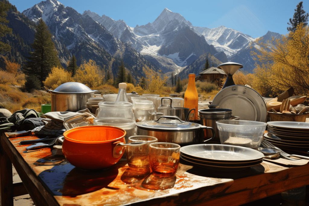 Drying dishes in sunlight